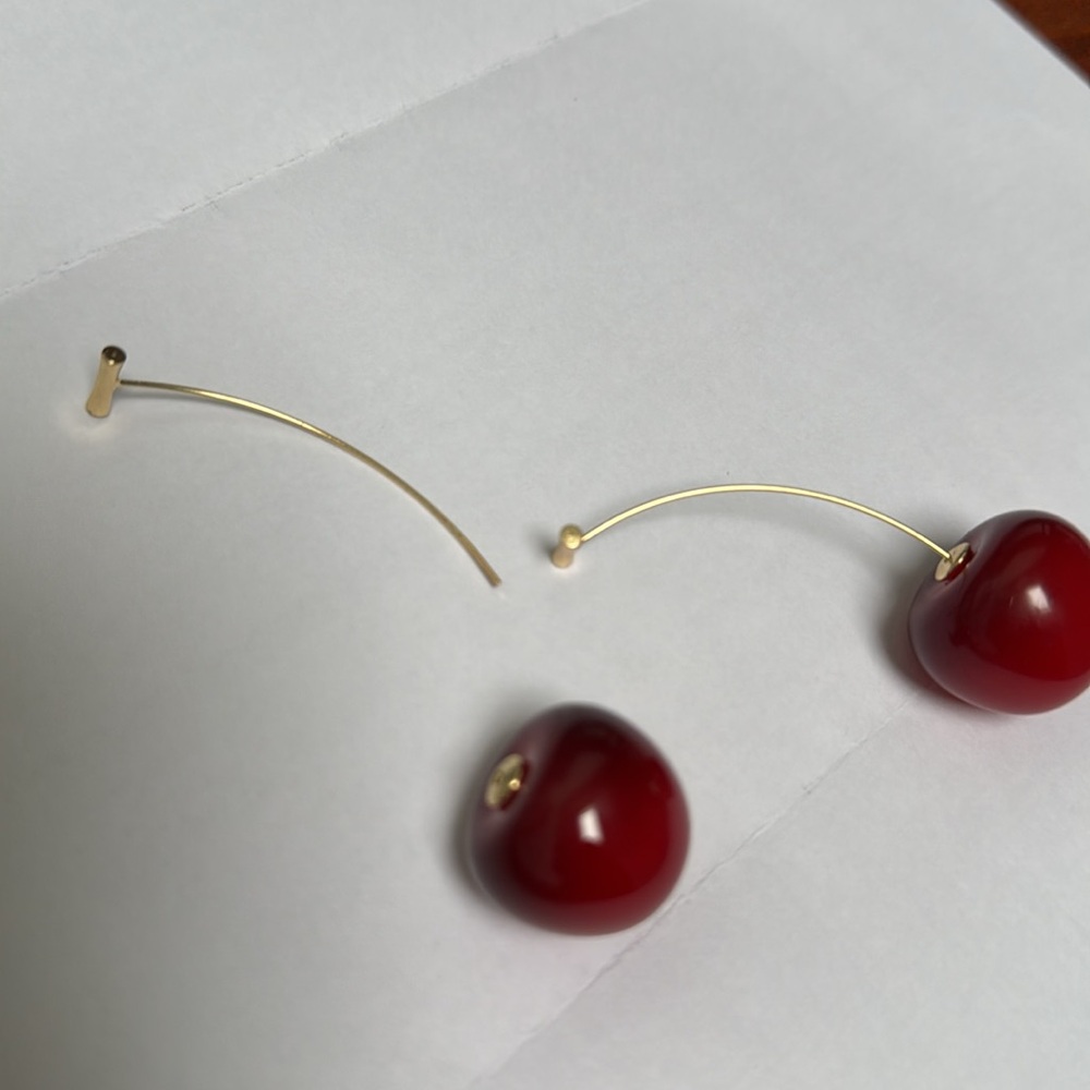 CHERRY DROP EARRINGS - Picture 3 of 3